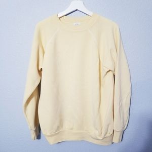 Vintage 80's Yellow Solid Sweat Shirt  XL